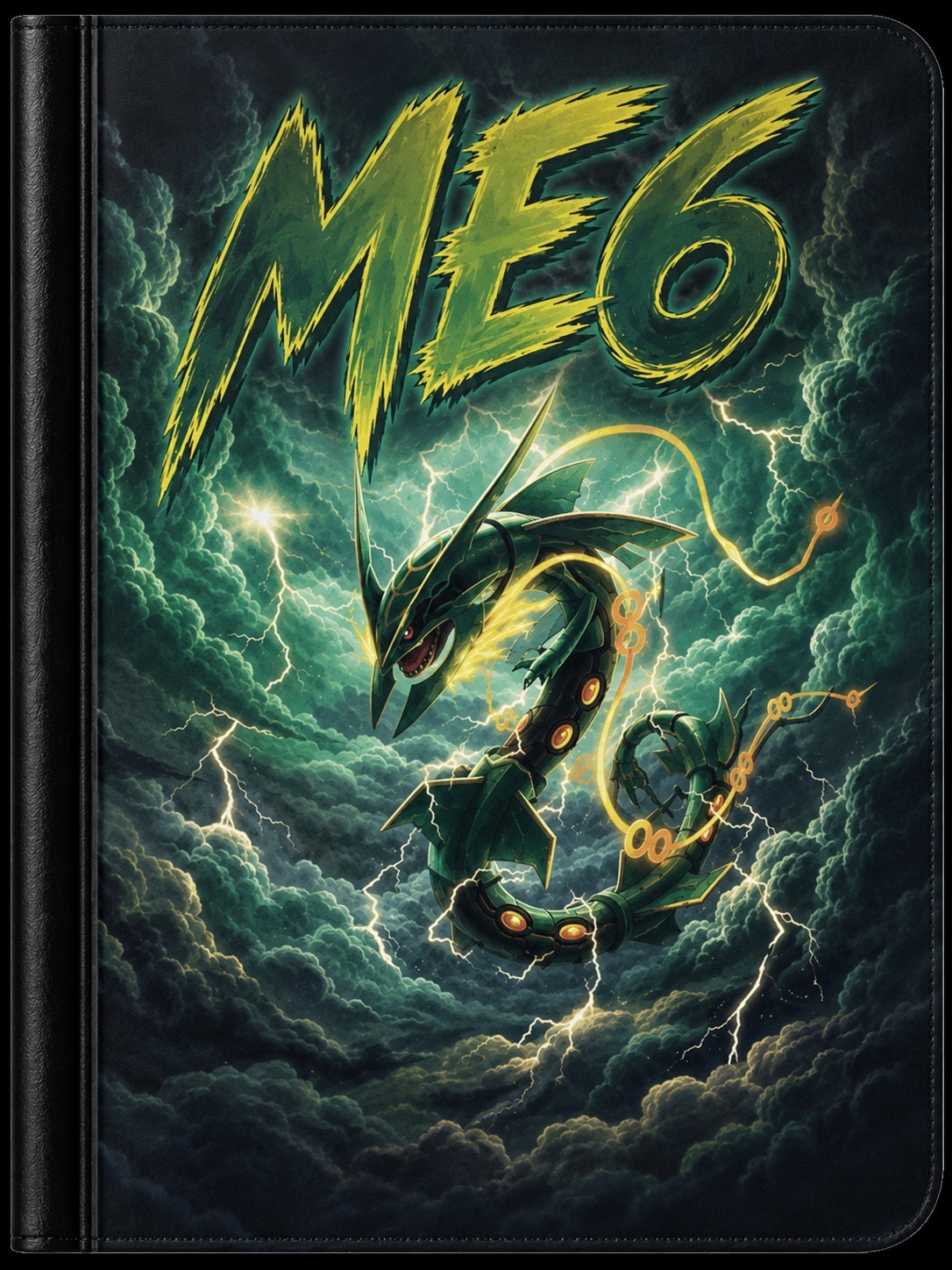 Custom Pokémon binder — emerald dragon on stormy clouds (ME6)